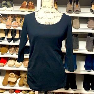 Classic Black Long-Sleeve Scoop Neck Tee - Women